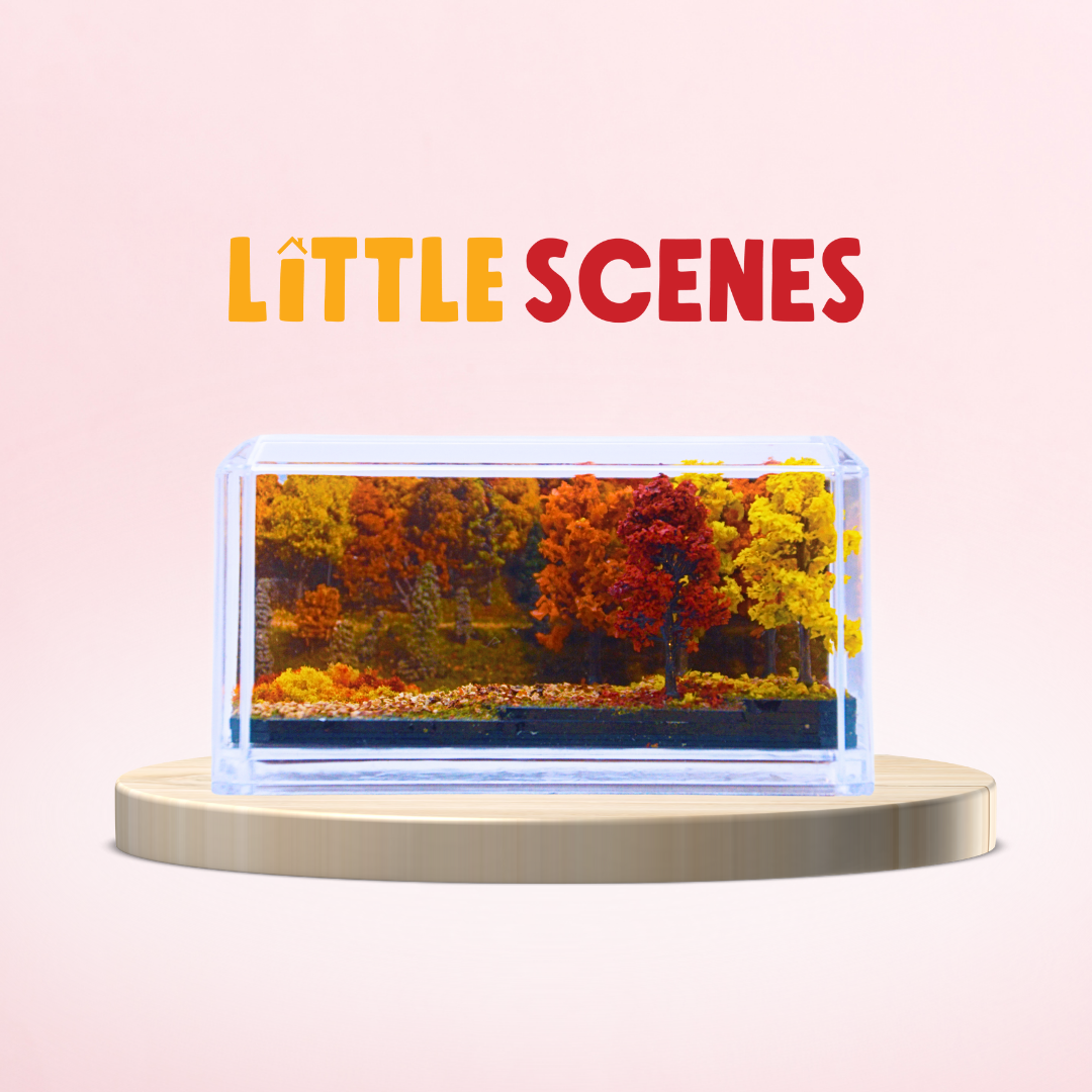 A miniature scene of fall colours.