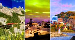 Miniature display representing the 3 coasts of Canada.